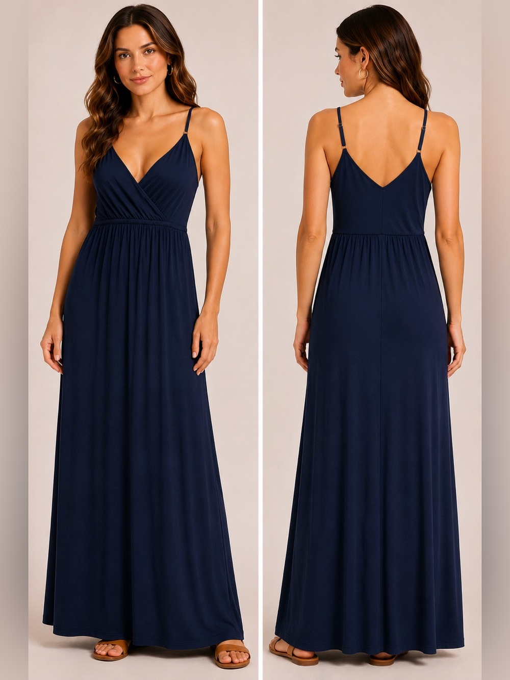 Newshows Navy Blue Surplice V-Neck Stretch Maxi Dress XL NWT